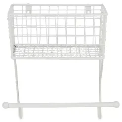Kirklands Home Wall Storage|Antique White Wire Basket Towel Rack