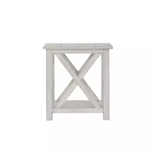 Kirklands Home Accent & End Tables|Antique washed Wood Square Side Table White