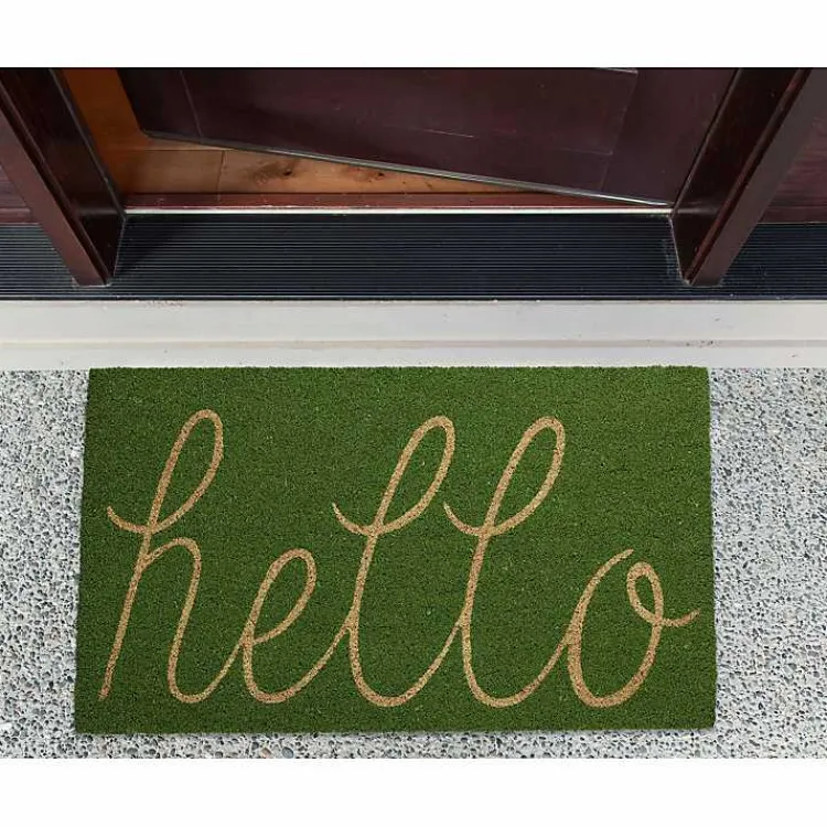 Kirklands Home Doormats|Apple Hello Doormat Green