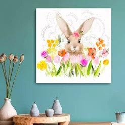 Online April Flowers and Happy Bunny Canvas Art Print Easter Decorations