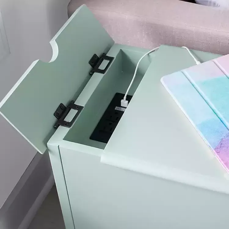 Kirklands Home Accent & End Tables|Aqua Accent Table with Charging Station Blue