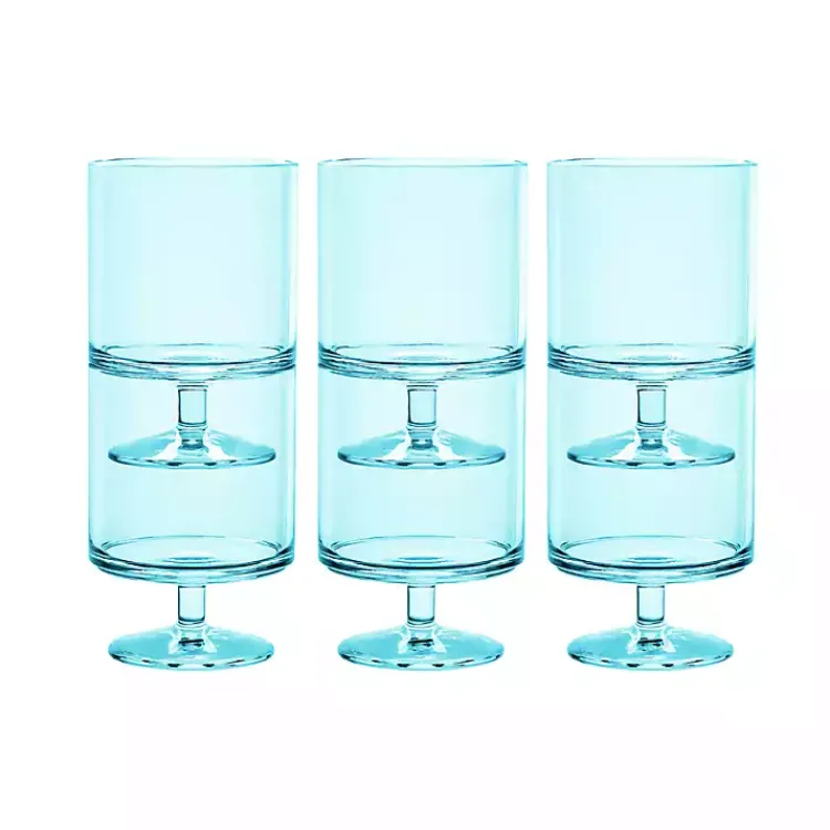 Kirklands Home Glassware & Drinkware|Aqua Acrylic Goblet Wine Glasses, Set of 6 Blue