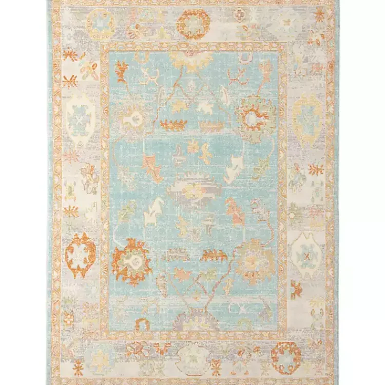 Kirklands Home Area Rugs|Aqua and Beige Bohemian Area Rug, 5x8
