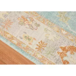 Kirklands Home Area Rugs|Aqua and Beige Bohemian Area Rug, 5x8