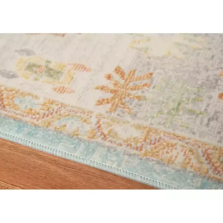 Kirklands Home Area Rugs|Aqua and Beige Bohemian Area Rug, 5x8