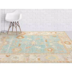 Kirklands Home Area Rugs|Aqua and Beige Bohemian Area Rug, 5x8