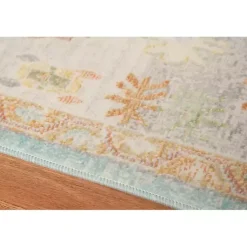 Kirklands Home Area Rugs|Aqua and Beige Bohemian Area Rug, 7x9 Blue