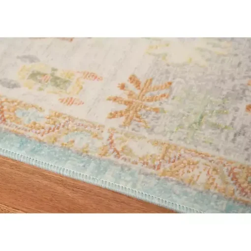 Kirklands Home Area Rugs|Aqua and Beige Bohemian Area Rug, 7x9 Blue