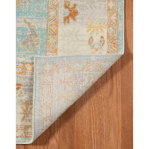 Kirklands Home Area Rugs|Aqua and Beige Bohemian Area Rug, 7x9 Blue