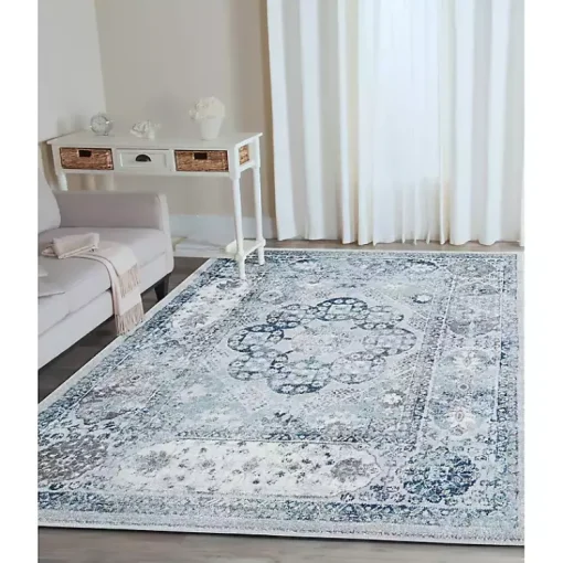 Kirklands Home Area Rugs|Aqua and Gray Alex Area Rug, 5x7