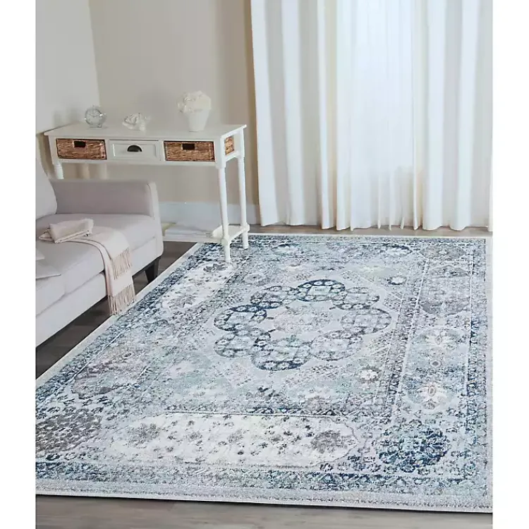 Kirklands Home Area Rugs|Aqua and Gray Alex Area Rug, 5x7