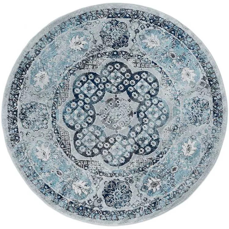 Kirklands Home Area Rugs|Aqua and Gray Alex Round Area Rug, 6x6