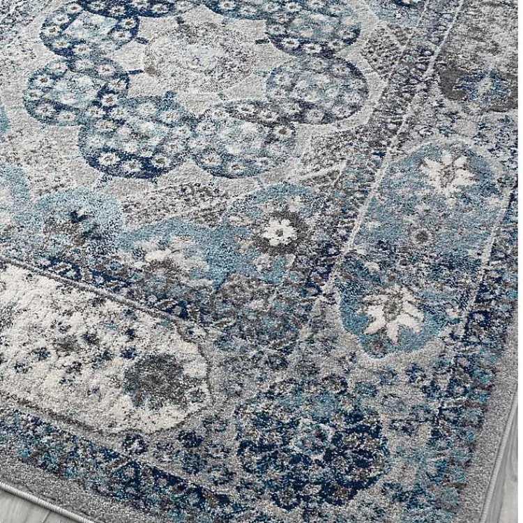 Kirklands Home Area Rugs|Aqua and Gray Alex Round Area Rug, 6x6