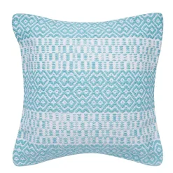 Kirklands Home Outdoor Cushions & Pillows|Aqua Diamond Stripe Indoor/Outdoor Pillow Blue