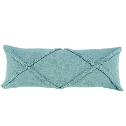 Clearance Aqua Fringe Diamond Lumbar Pillow Pillows