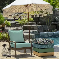 Kirklands Home Outdoor Cushions & Pillows|Aqua Leala Texture Outdoor Deep Seat Cushions Blue
