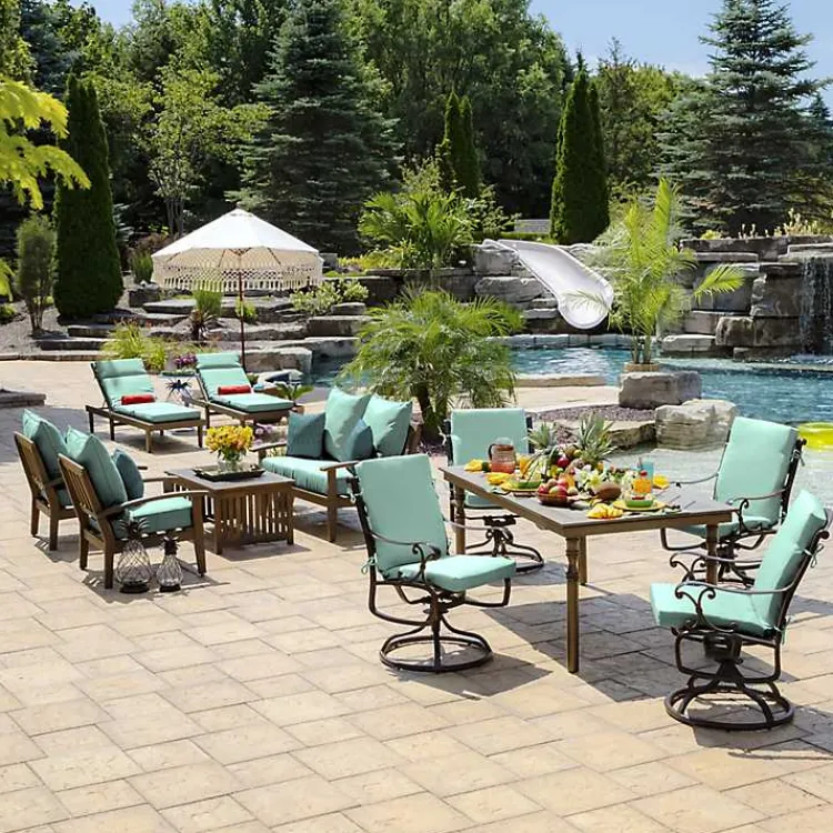 Kirklands Home Outdoor Cushions & Pillows|Aqua Leala Texture Outdoor Deep Seat Cushions Blue