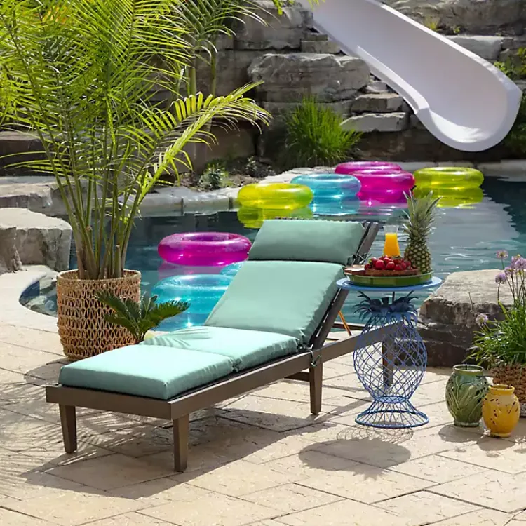 Kirklands Home Outdoor Cushions & Pillows|Aqua Leala Texture Outdoor Chaise Cushion Blue