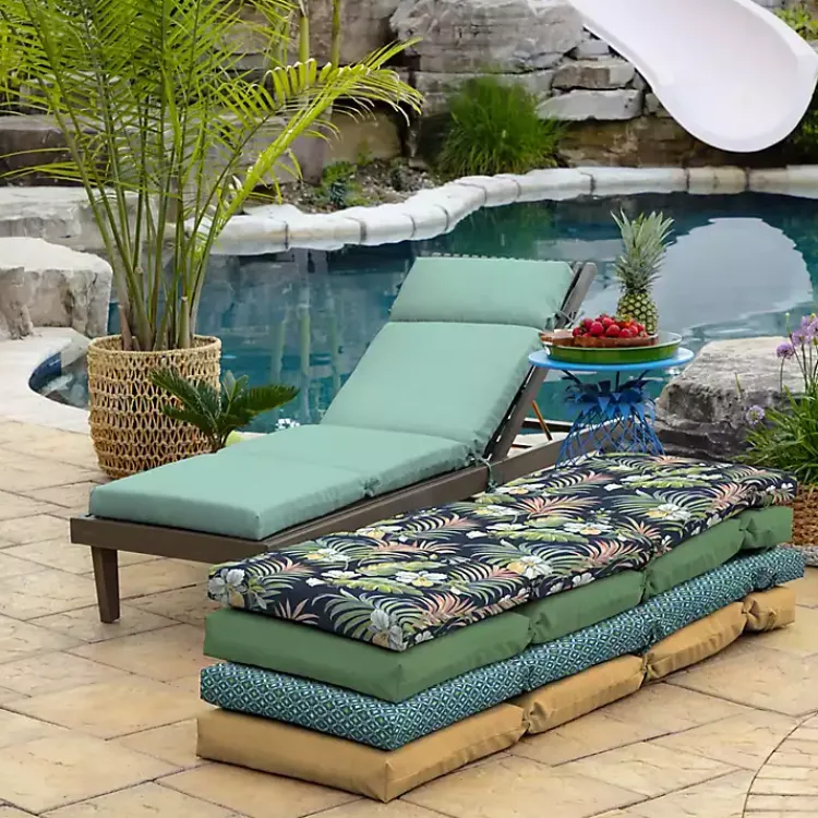 Kirklands Home Outdoor Cushions & Pillows|Aqua Leala Texture Outdoor Chaise Cushion Blue