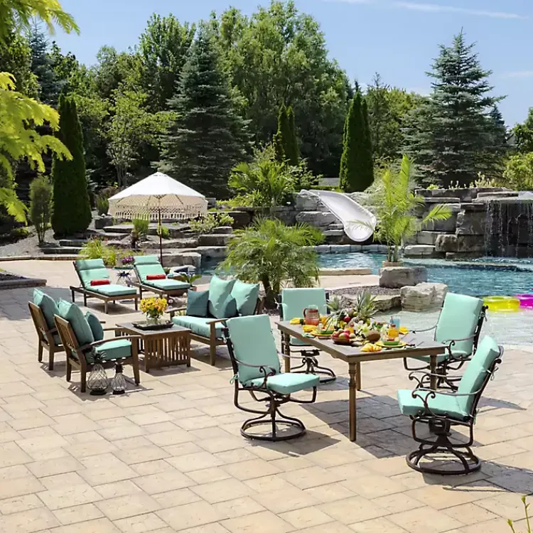 Kirklands Home Outdoor Cushions & Pillows|Aqua Leala Texture Outdoor Chaise Cushion Blue