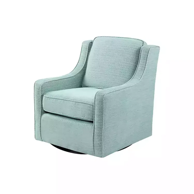 Kirklands Home Accent Chairs|Aqua Upholstered Swivel Accent Chair Blue