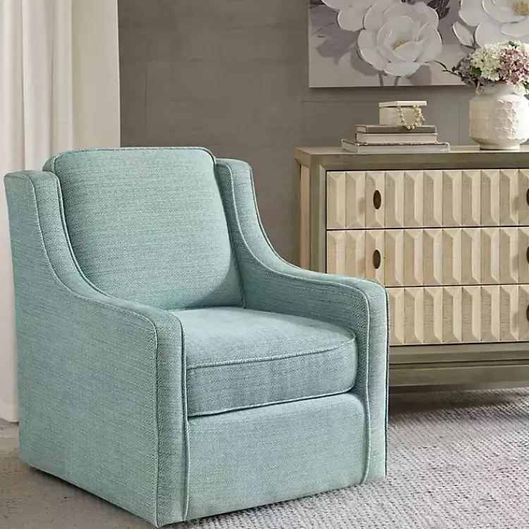 Kirklands Home Accent Chairs|Aqua Upholstered Swivel Accent Chair Blue