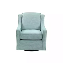 Kirklands Home Accent Chairs|Aqua Upholstered Swivel Accent Chair Blue