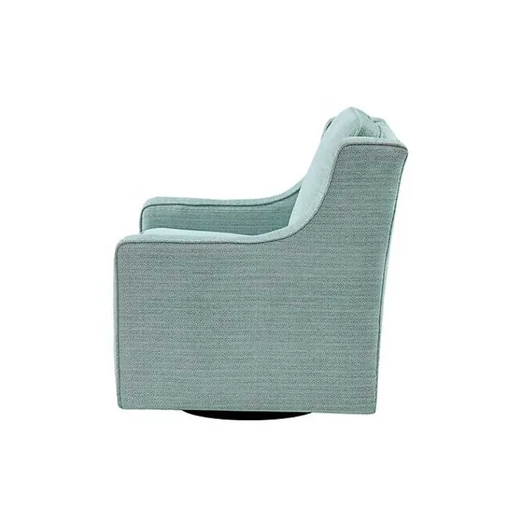 Kirklands Home Accent Chairs|Aqua Upholstered Swivel Accent Chair Blue