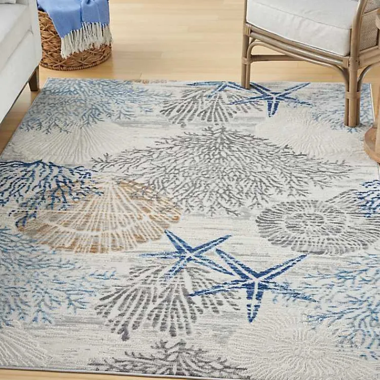 Kirklands Home Area Rugs|Aquamarine Starfish Coastal Area Rug, 5x7