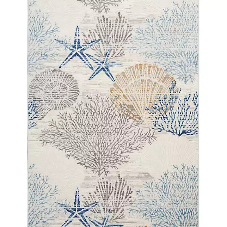 Kirklands Home Area Rugs|Aquamarine Starfish Coastal Area Rug, 5x7