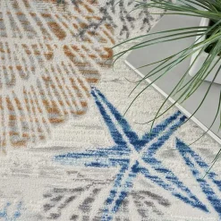 Kirklands Home Area Rugs|Aquamarine Starfish Coastal Area Rug, 5x7