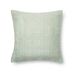 Kirklands Home Outdoor Cushions & Pillows|Aquamarine Woven Geometric Outdoor Throw Pillow Green