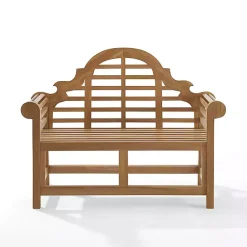 Kirklands Home Outdoor Seating|Arched Teakwood Slatted Outdoor Bench Tan
