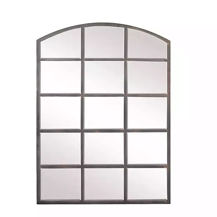 Kirklands Home Decorative Mirrors|Arched Windowpane Wall Mirror Gray