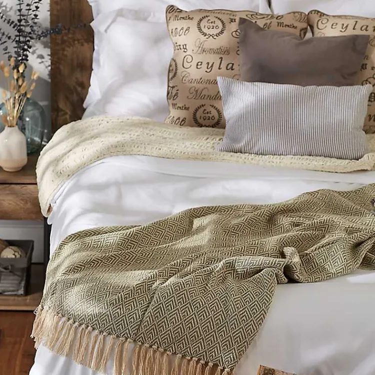 New Artichoke Diamond Fringe Throw Blankets & Throws