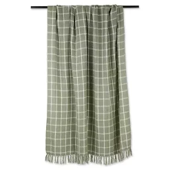 New Artichoke Plaid Fringed Throw Blankets & Throws