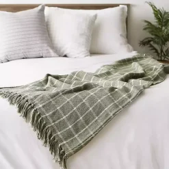 New Artichoke Plaid Fringed Throw Blankets & Throws