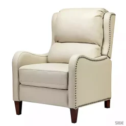Kirklands Home Accent Chairs|Arturo Leather Wingback Recliner Ivory