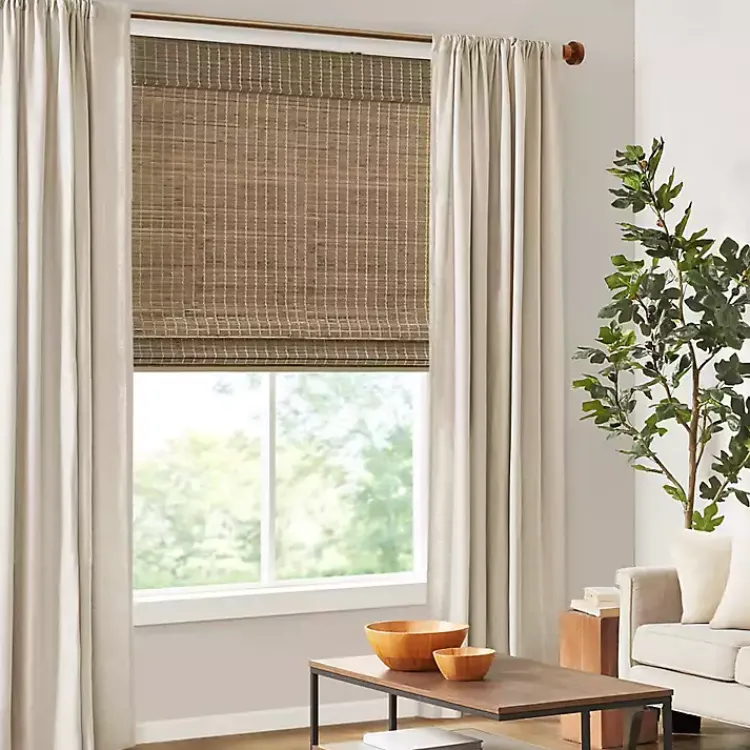 Kirklands Home Curtains & Drapes|Ash Bamboo Light Filtering Roman Shade, 33 in. Brown