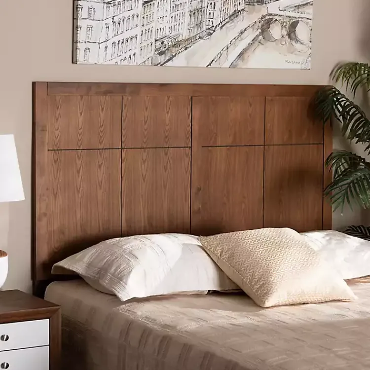 Kirklands Home Beds & Headboards|Ash Walnut Wood Panel Full Headboard Brown