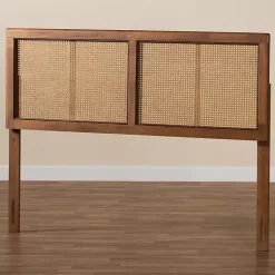 Kirklands Home Beds & Headboards|Ash Walnut Wood Rattan Frame King Headboard