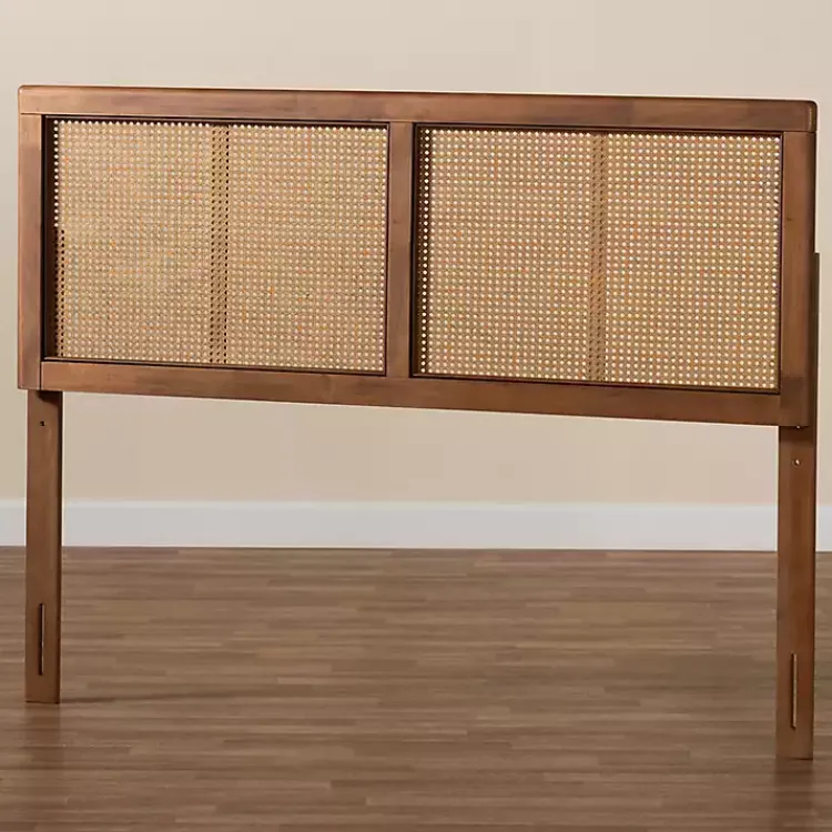 Kirklands Home Beds & Headboards|Ash Walnut Wood Rattan Frame King Headboard