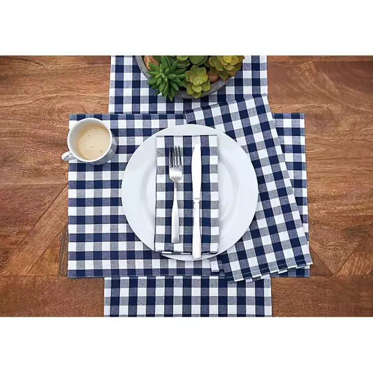 Kirklands Home Table Linens|Ashford Indigo Buffalo Check Placemats, Set of 6 Blue