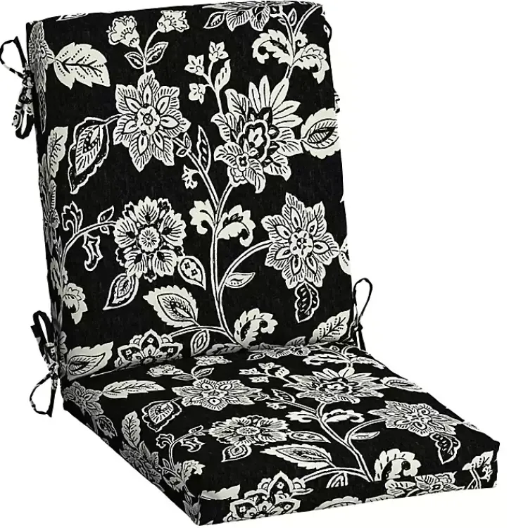 Kirklands Home Outdoor Cushions & Pillows|Ashland Jacobean Luxe Outdoor Dining Chair Cushion Black