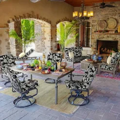 Kirklands Home Outdoor Cushions & Pillows|Ashland Jacobean Luxe Outdoor Dining Chair Cushion Black