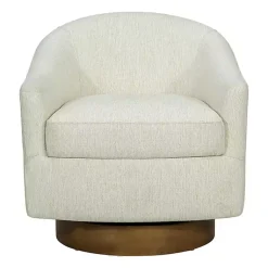 Kirklands Home Accent Chairs|Ashton Cream Swivel Chair with Wood Base White