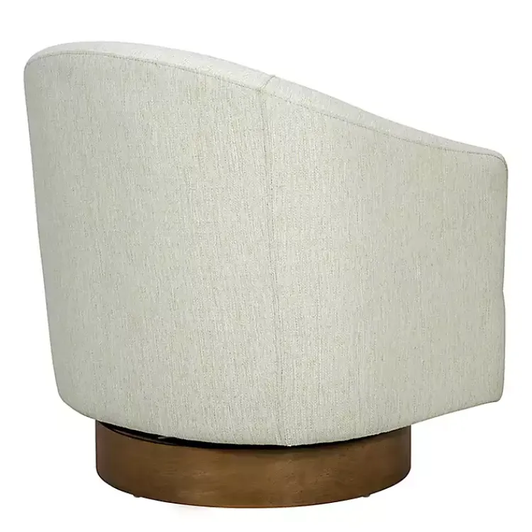Kirklands Home Accent Chairs|Ashton Cream Swivel Chair with Wood Base White