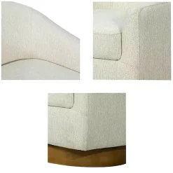 Kirklands Home Accent Chairs|Ashton Cream Swivel Chair with Wood Base White