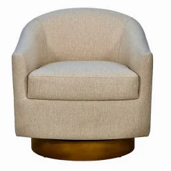 Kirklands Home Accent Chairs|Ashton Swivel Chair with Wood Base Tan