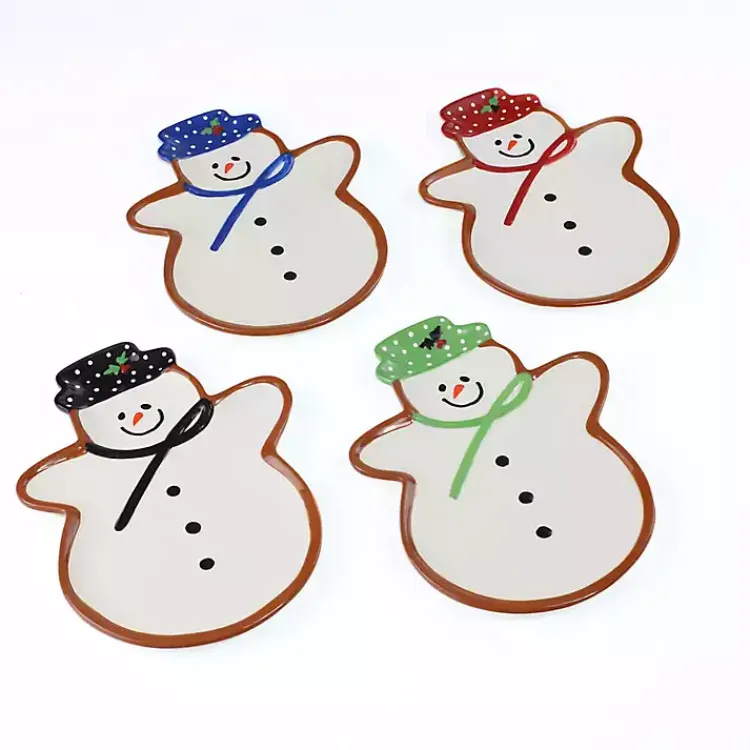 Kirklands Home Serving & Entertaining|Assorted Snowman Christmas Plates, Set of 4